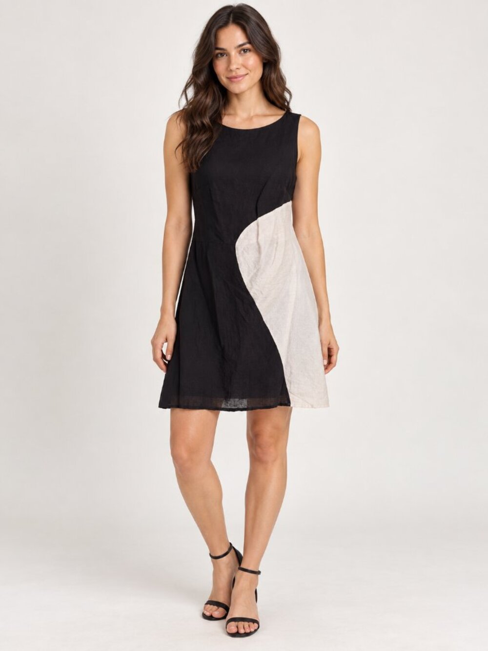 Indikah Black White Colorblock Dress